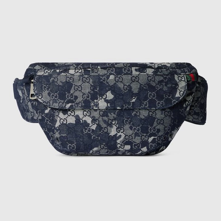GG denim large belt bag