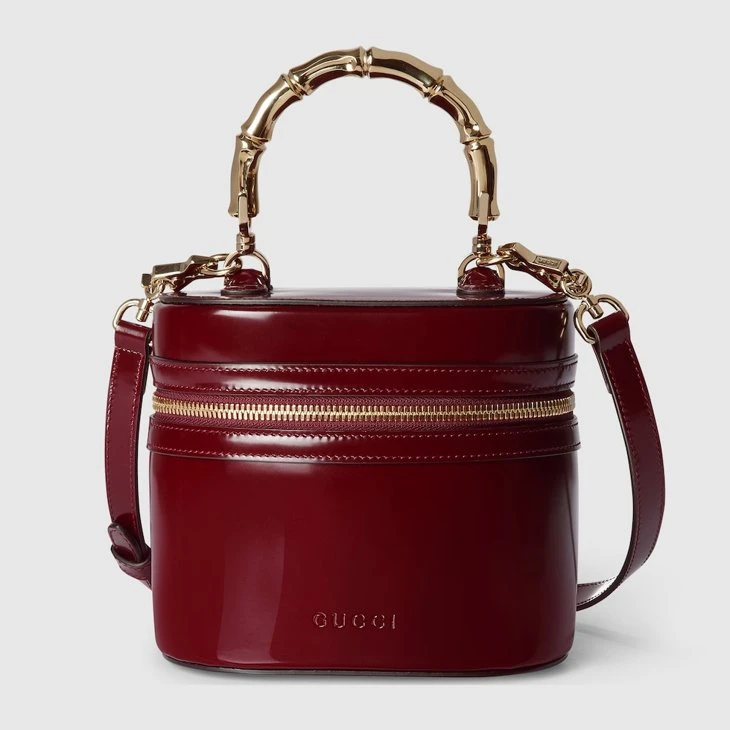 Mini vanity bag with bamboo handle