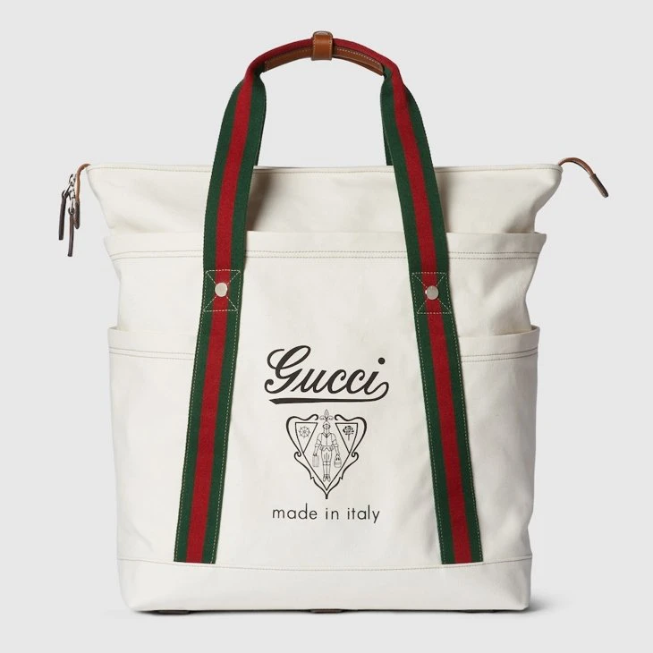 Printed canvas large tote bag
