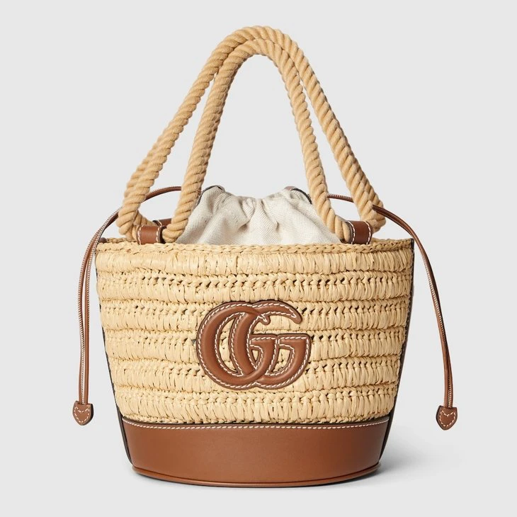 Woven mini bucket bag